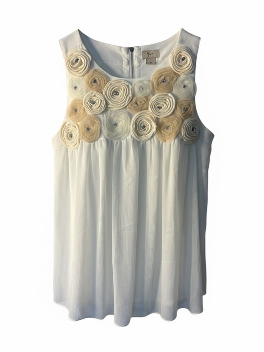 Sleeveless Ivory Floral-Rosette Camisole by Yumi